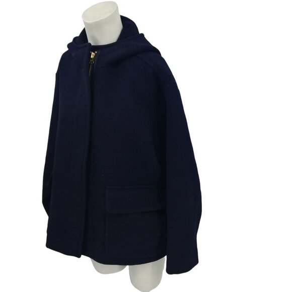 J Crew Sonia Short Italian Stadium Cloth Hooded Jacket Size M Nello Gori Wool - Picture 1 of 13